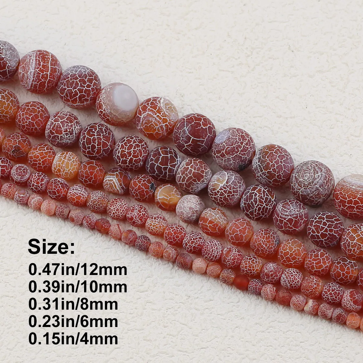 4 6 8 10 mm Natural Stone Red Weathered Agate Round Loose Beads Spacers For Jewelry Handmade Making DIY Bracelet Accessorises