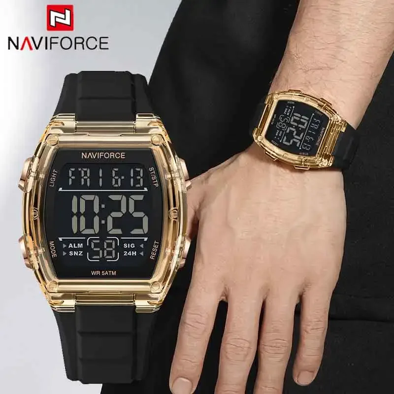 NAVIFORCE Fashion Electronic Watches for Man Outdoor Sports Calendar Waterproof Silicone Strap Casual military Men Digital Watch