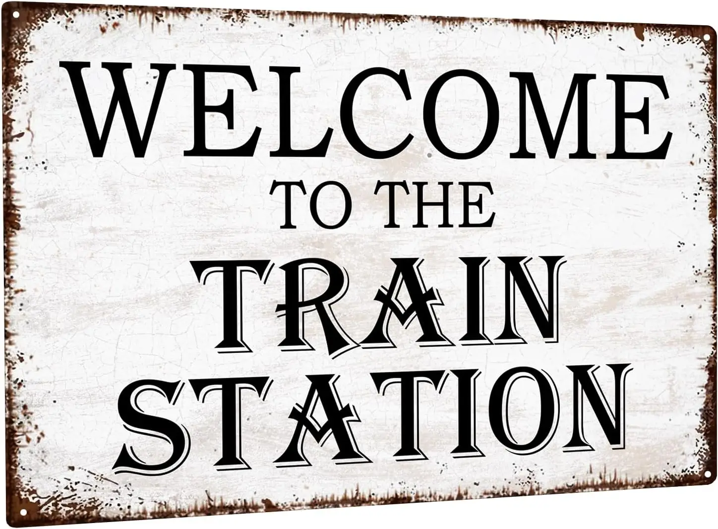 Y1,Train Station Sign,Welcome to The Train Station,es Vintage Metal Plaque,Wall Hanging Decor-aluminum sign