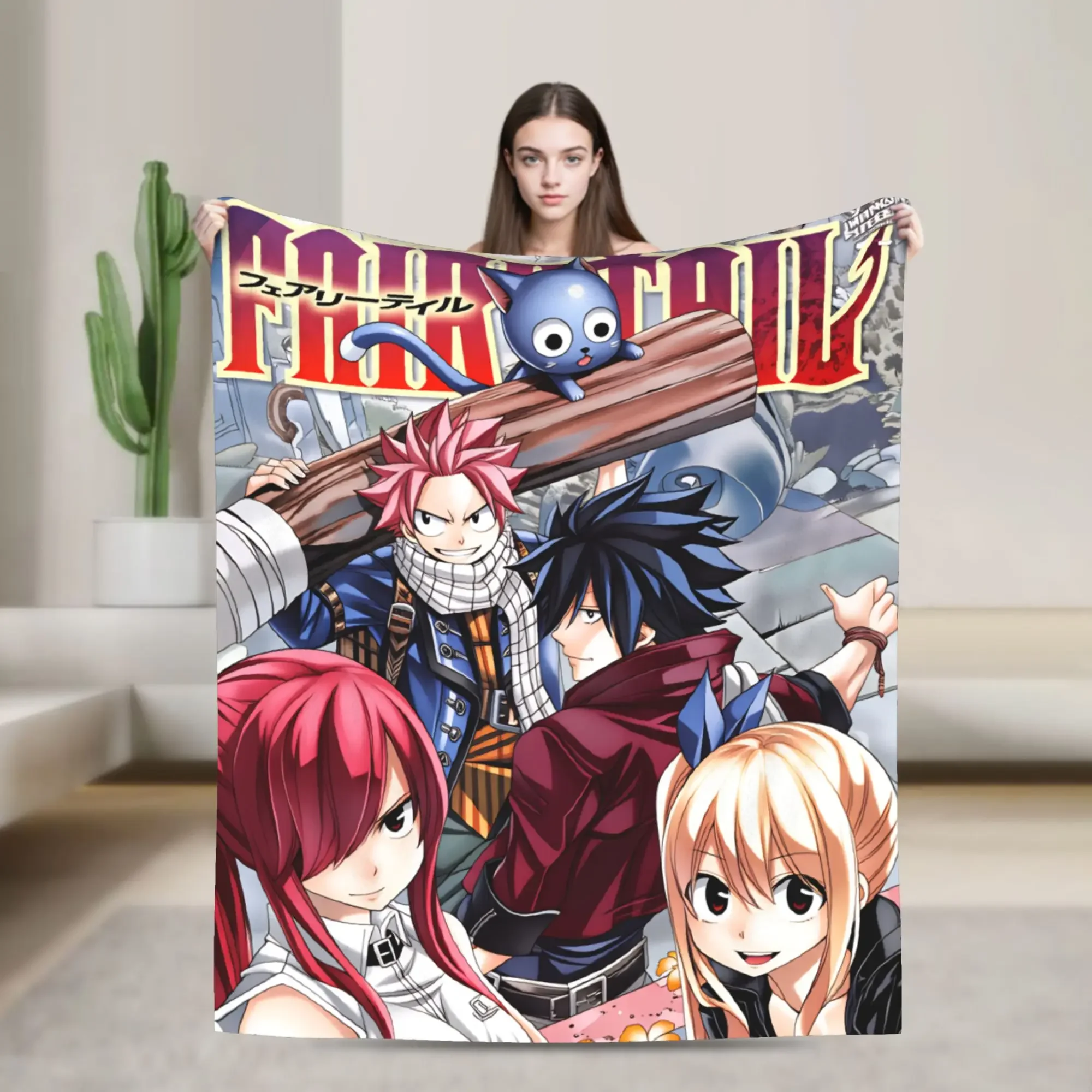 

Плюшевый плед Fairy Tail: теплый, мягкий, в стиле японского аниме, фланелевое покрывало для дивана, кресла, путешествий, кровати, дивана-кровати