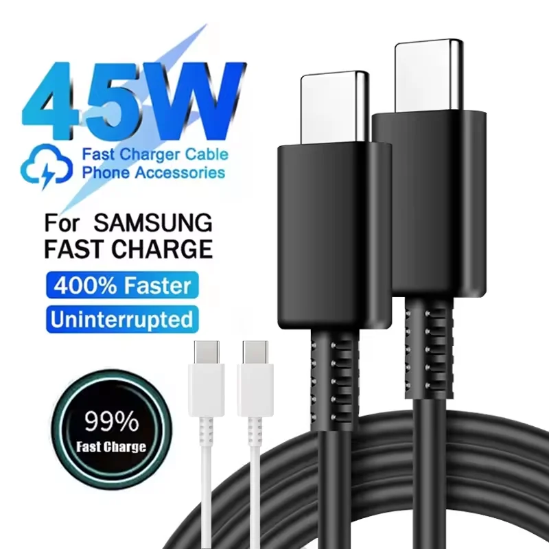 PD 45W 25W USB C to Type C Fast Charging Cable For Samsung Galaxy S20 S21 S22 S23 S24 25 Ultra Plus Note 20 A55 USB C Data Cord