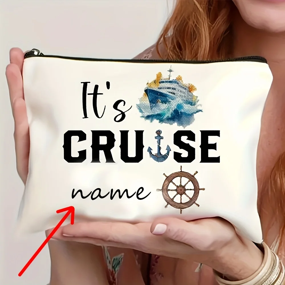 

Customizable Cruise Ship Makeup Bag Lightweight Durable Travel Cosmetic Organizer with Smooth Zipper Personalized Name