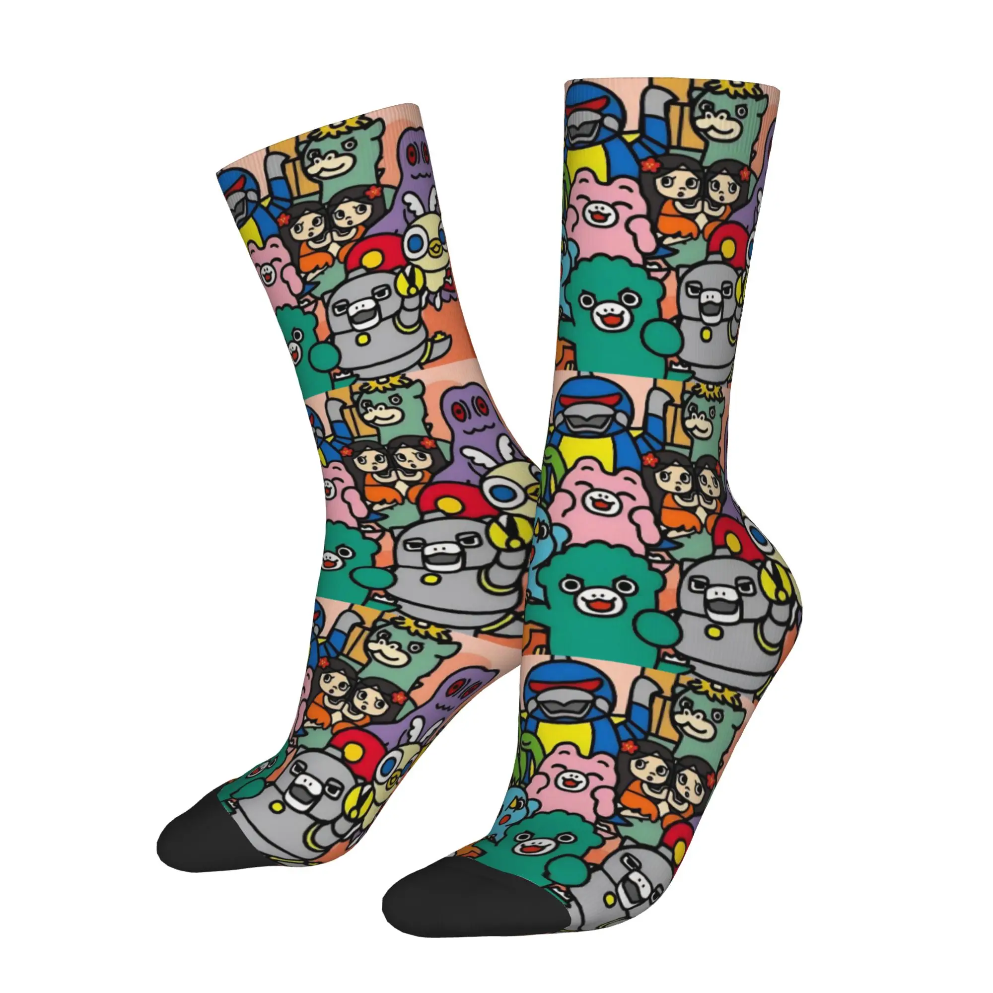 Autumn Winter Fashion Unisex Chibi Monster Raids Again Socks 90s Sweat Absorbing Basketball Socks