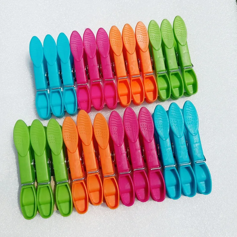 24pcs Clothes Pegs for Washing Line Strong Grip Washing Pegs Clothespin Soft Plastic Clothes Clips Home Laundry Pegs Windproof