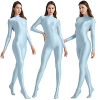 Glossy Shiny Zentai Catsuit for Women High Neck Ultra Soft Yoga Workout Cycling Shapewear Full Body Bodysuit Cosplay Costume - Image 4