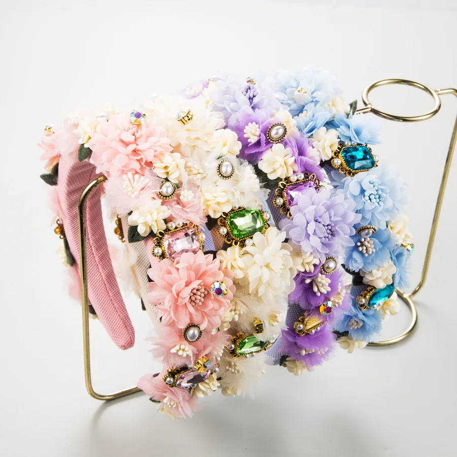

Heming headband ins wind diamond headband DIY handmade flower headband summer pastoral wreath temperament hair accessories