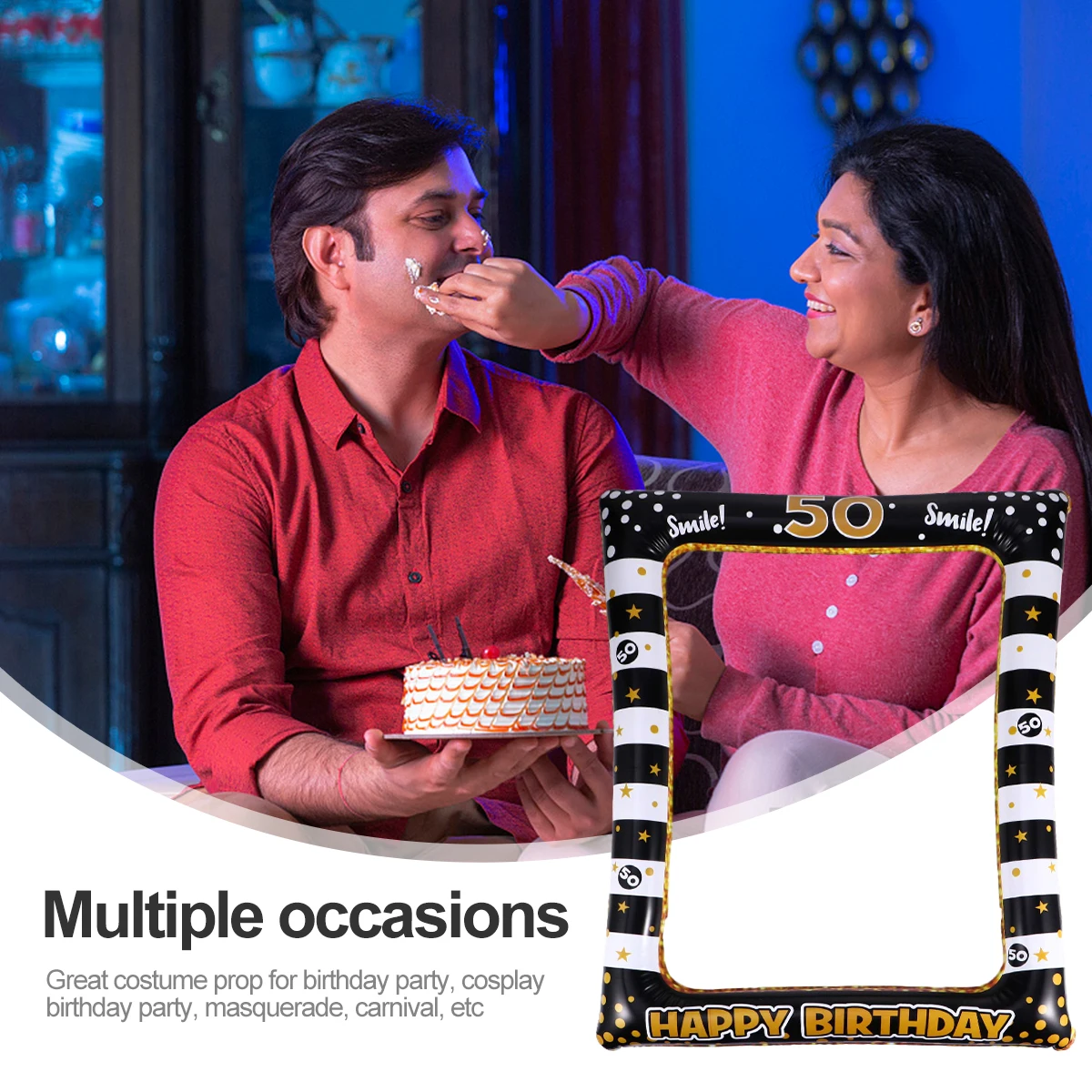 

Inflatable Photo Frame Birthday Party Supplies PVC Material Lightweight Eco Friendly Kids Photo Booth Props Festive Atmosphere