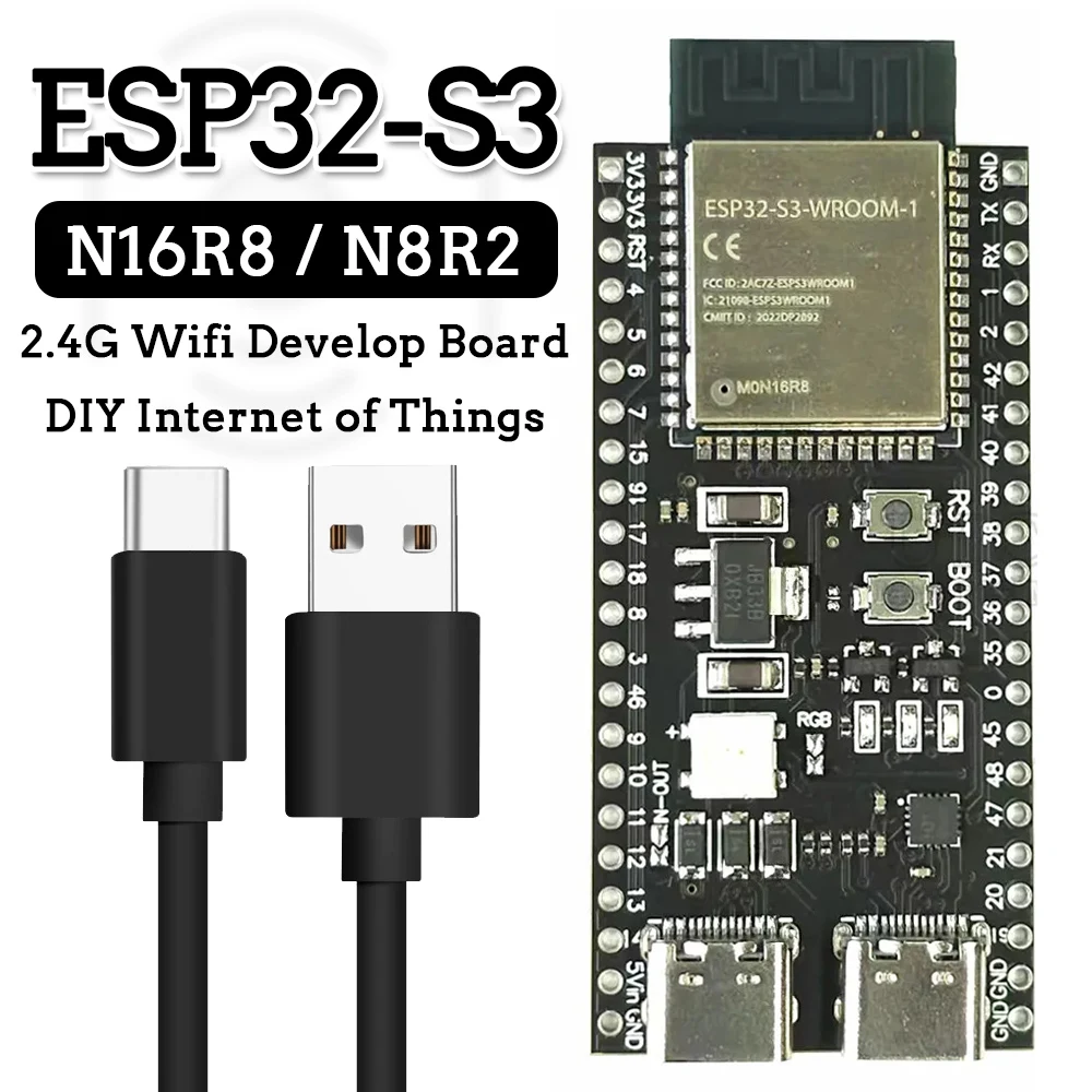 ESP32-S3 Development Board 2.4G Wifi Module for Arduino ESP IDF ESP32-S3-WROOM-1 N8R2 N16R8 44Pin Type-C 8M PSRAM ESP32 S3