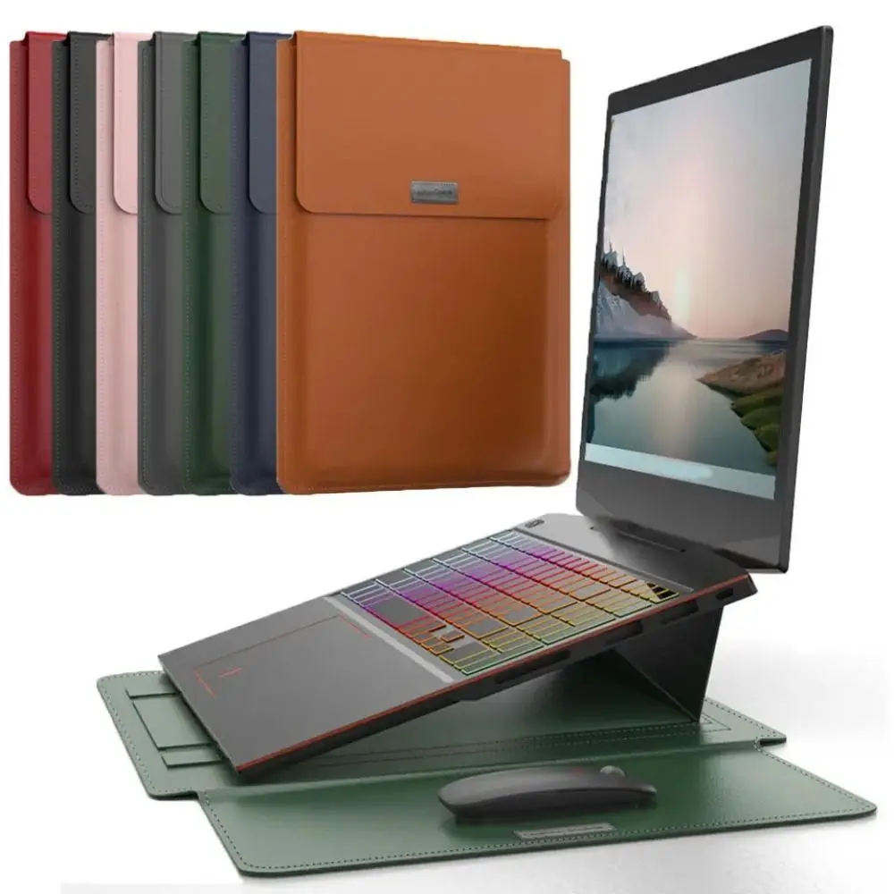 Thickened 5 in1 Laptop Sleeve Bag Ultra Thin Non-Magnetic Laptop Stand Cover for 13.3/14inch Lightweight Tablet Protective Pouch