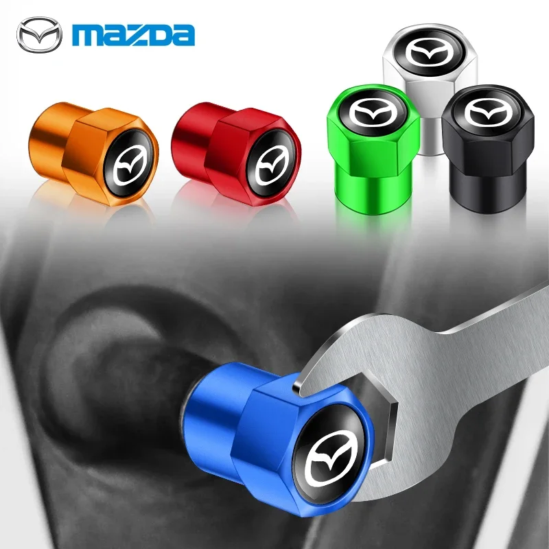 For Mazda 6 3 CX5 5 2 323 CX7 Demio Atenza Axela MX30 CX30 CX3  4PCS Car Wheel Tire Valve Stem Caps Airtight Cover Accessories