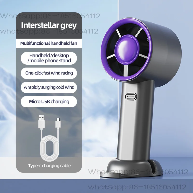 Mini Handheld  With Power Display 100 Wind Speeds  Personal Highspeed  Rechargeable Mute Handheld Air Calculating Fan