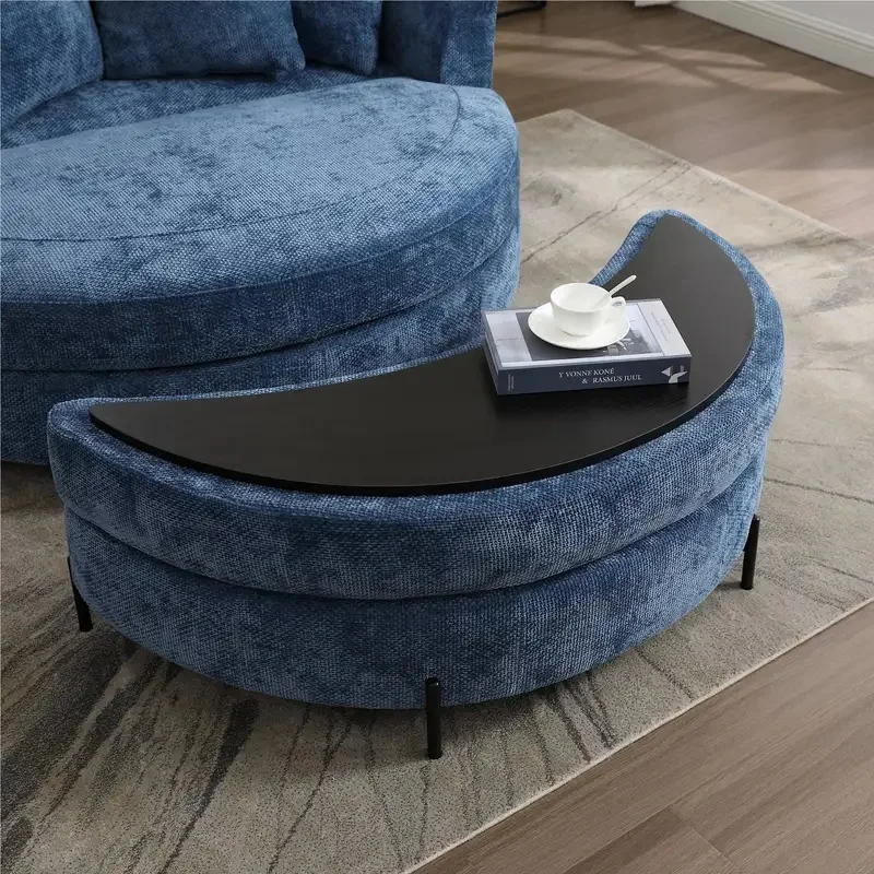 Modern half-moon footstool oversized Ottoman storage shoe stool, bedroom fabric
