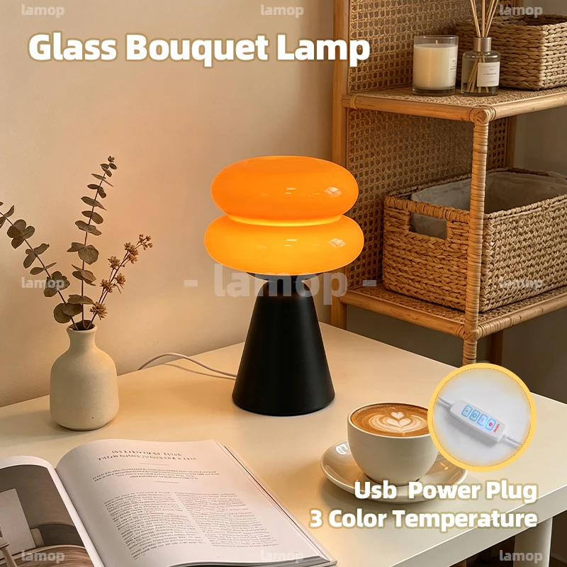 Glass Warm‑Glow Twin‑Bulged‑Oval Taper‑Base Table Lamp Scholarly‑Campus Casual 3 Tone Mellow Radiance Dorm Desktop Shelf Decor
