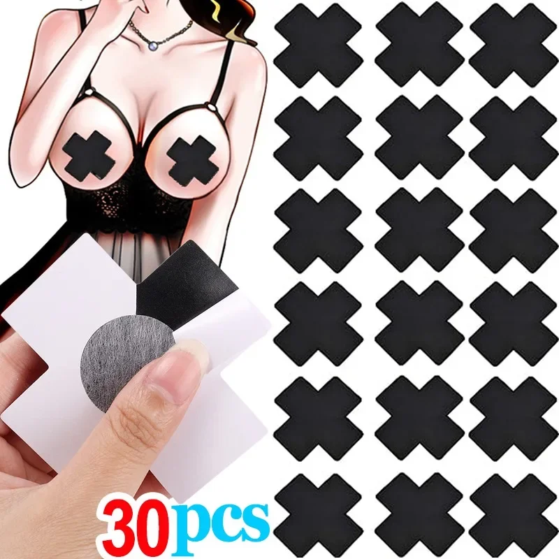 Sexy Black Cross Nipple Cover Women Invisible Disposable Breast Patch Chest Sticker Strapless Lingerie Bra Accessories Wholesale