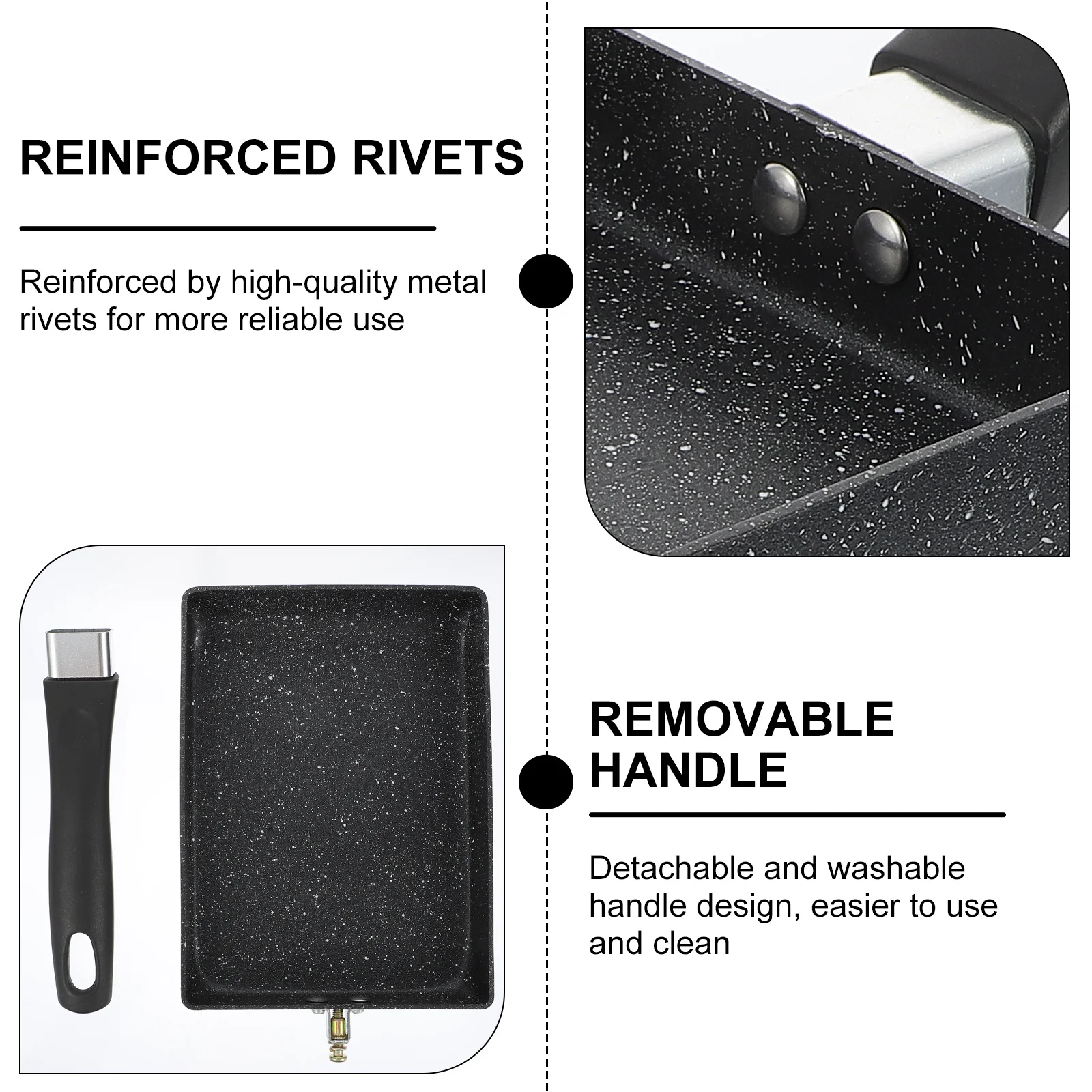 

1Pcs Omelette Pan Non-Stick Frying Pan Square Flat Bottom for Breakfast Cooking Pancakes Eggs Steaks Stay Cool Handle