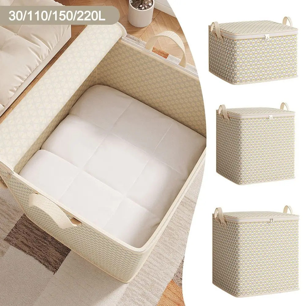 with Handle Clothes Storage Bins Foldable Clothes Organizer Quilt Storage Bag Large Capacity Dust-Proof Moving Storage Quilt Bag