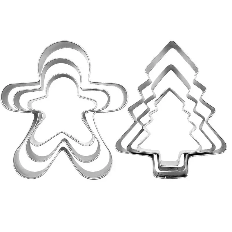 3Pcs Christmas Cookie Cutter Gingerbread Xmas Tree Mold Christmas Cake Decoration Tool Navidad Gift DIY Baking Biscuit Mould