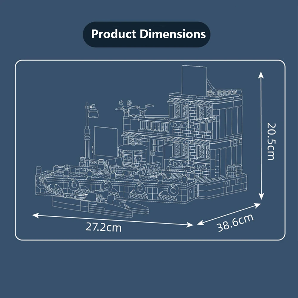 Small Architecture Seaside Restaurant Building Blocks Assembly Display Gift for Boys Girls