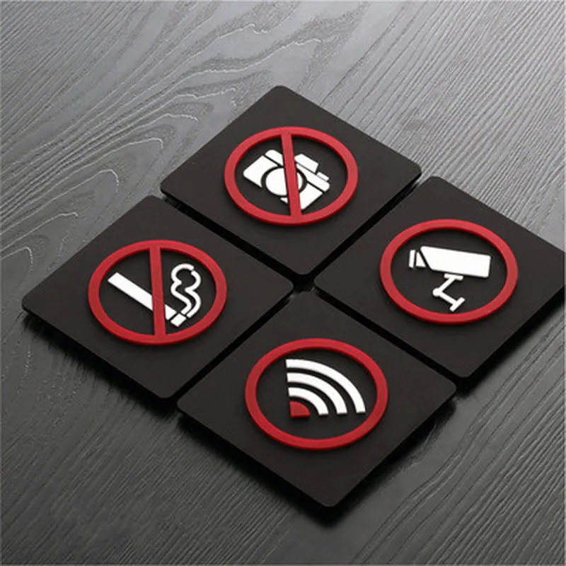 12cm 10CM Keine Rauchen Zeichen Aufkleber Schwarz Öffentlichen Ort Ban Logo Acryl Wand Aufkleber Gummi Aufkleber Verbot Warnung abzeichen