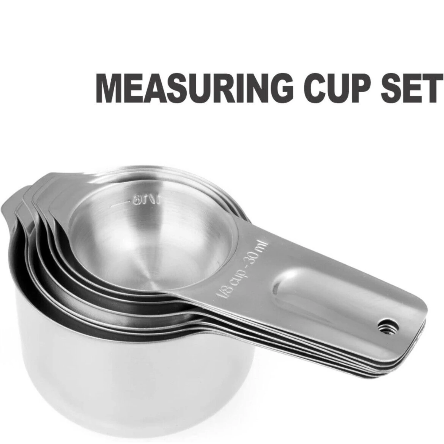 High-Quality Stainless Steel Measuring Cups and Spoons Set - Durable and Reliable Essential Tools for Accurate Baking and Cookin