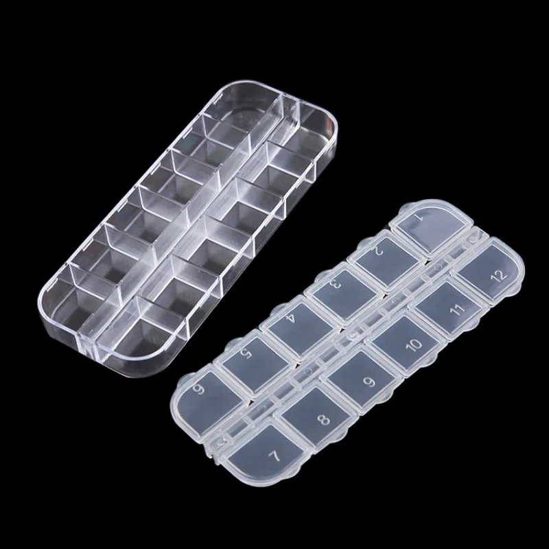 12 Detachable Clear Plastic Rhinestone Nail Art Tools Jewelry Display Storage Box Case Organizer Holder Beads