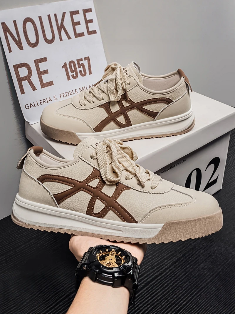 

Waterproof Non-Slip Leather Surface Casual All-Match Board Shoes Men's Outdoor Sports Soft Bottom Dequn Trendy Shoes