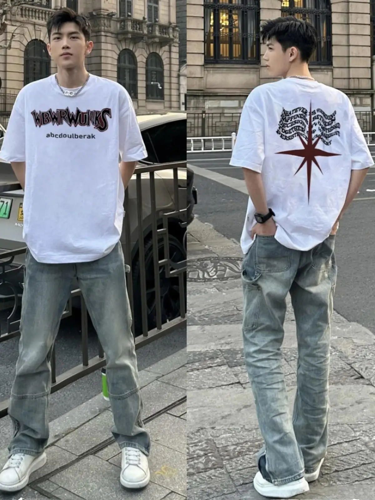 

Мужские джинсы в стиле ретро American Vibe High Street, свободные прямые брюки, повседневные длинные брюки с молнией, молодежная мода, весна-лето