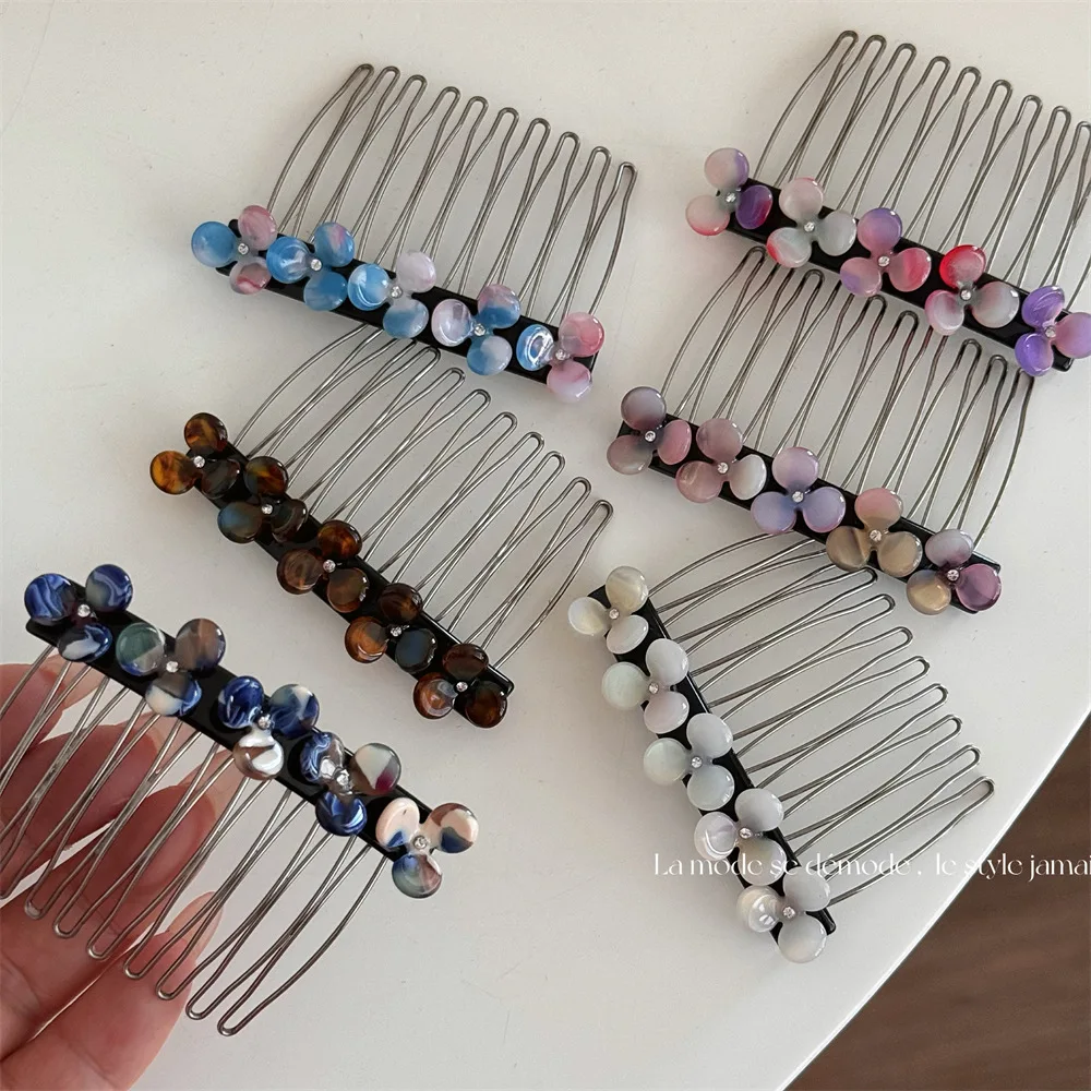 Korean Style Elegant Bun Inverted Hair Comb Flowers Barrettes New Bangs Broken Hair Finishing Updo Gadget Hair Accessories