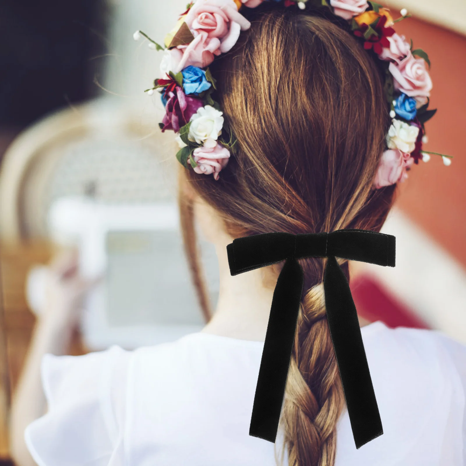 

2 pcs Velvet Hair Clips Women Girls Bows Ribbon Hairpin for Ponytails Braids Brides Elegant Comfortable Fastening Hair Bows