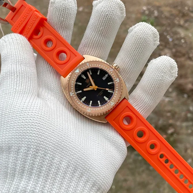 

Мужские дайверские часы STEELDIVE, бронзовые, 43 мм, автоматические механические наручные часы, 500 м, водонепроницаемые, BGW9, светящееся сапфировое зеркало NH35