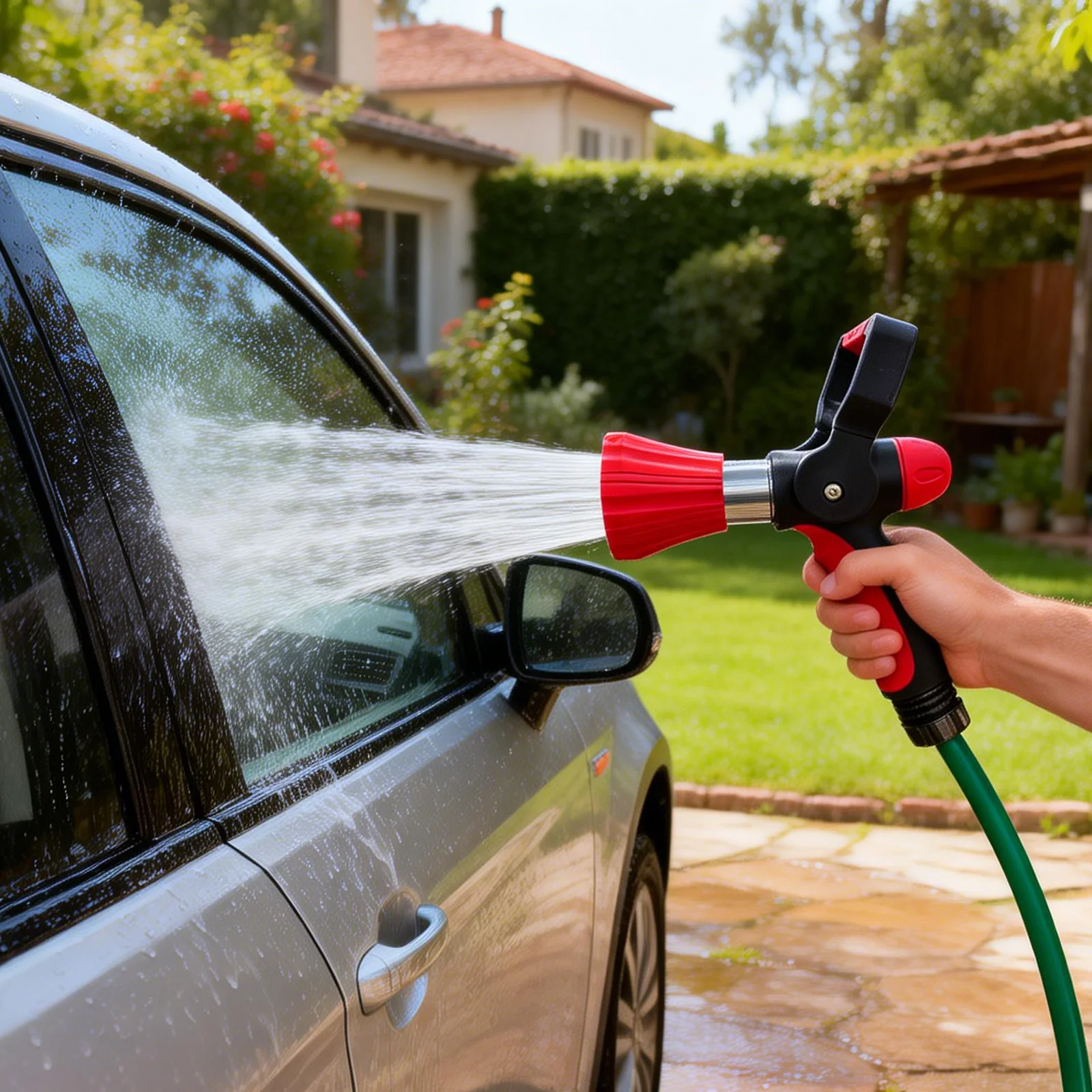 Adjustable High-Pressure Rotary Water Spray Gun for Garden Car Washing Variable Flow Control Sprinkle Nozzle