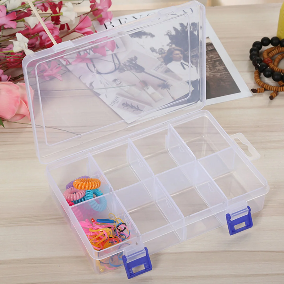 

8 Grids Transparent Plastic Storage Box Organizer Adjustable Dividers for Earrings Rings Beads Mini Goods Durable Food Grade PP