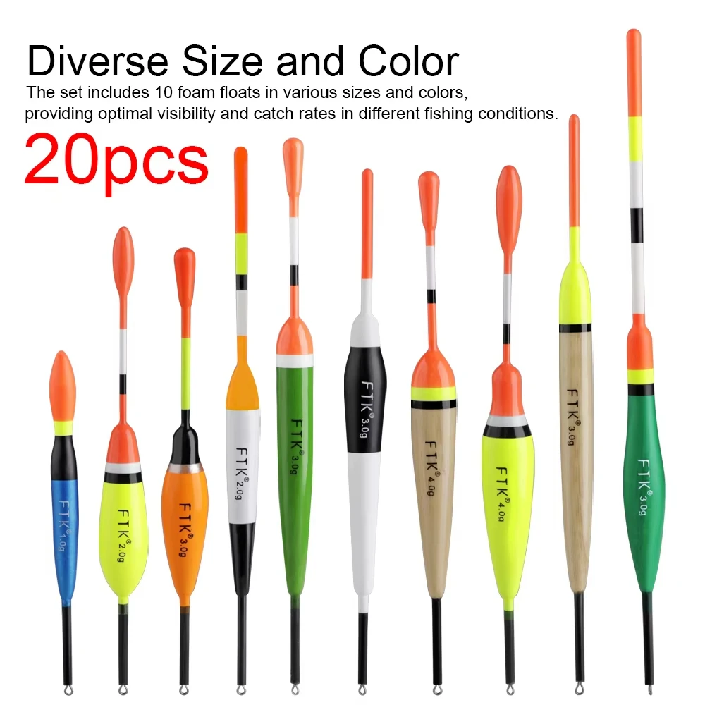 QAJTAO Fishing Float Set 20PCS Chinese Hook Buoy Professional