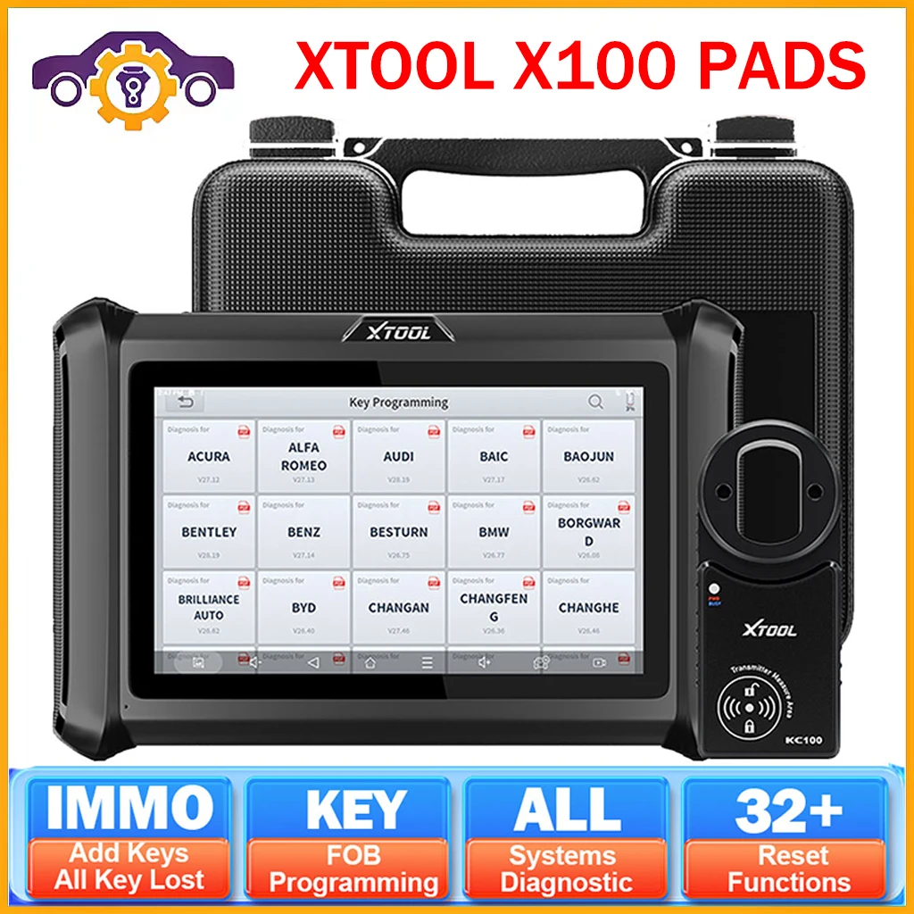 2025 XTOOL X100 PADS Car Key Programmer OBD2 Scanner With Oil Rest Tool Odom-eter Adjustment&IMMO EPB DPF BMS 24 Reset Function