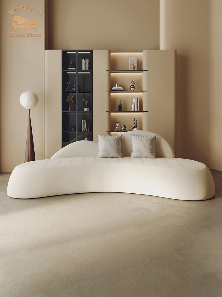 Curved special-shaped sofa coffee table combination clothing store beauty salon wabi sandy wind Italian light luxury lounge area