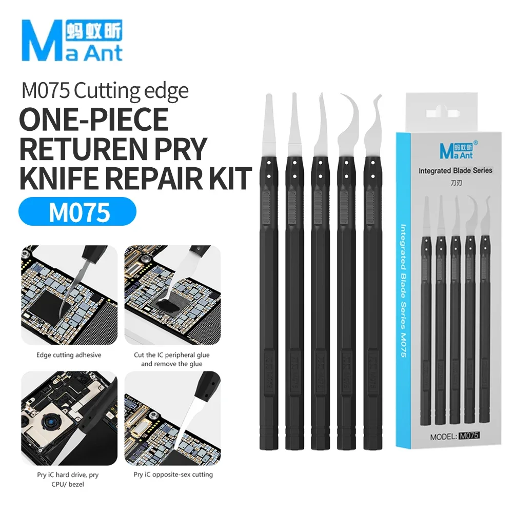 MAANT M075 Set di strumenti per la rimozione della riparazione dei chip IC 5 in 1 per telefono cellulare IPad Schermo LCD CPU Separazione BGA e coltello per la rimozione della colla