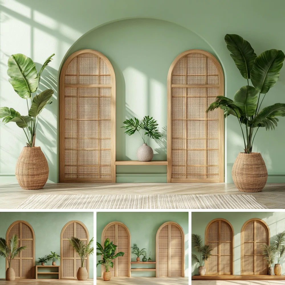 Green Art Wall Photography Backdrop Abstract Decors Zen Style Portrait Background Birthday Wedding Photo Studio Banner