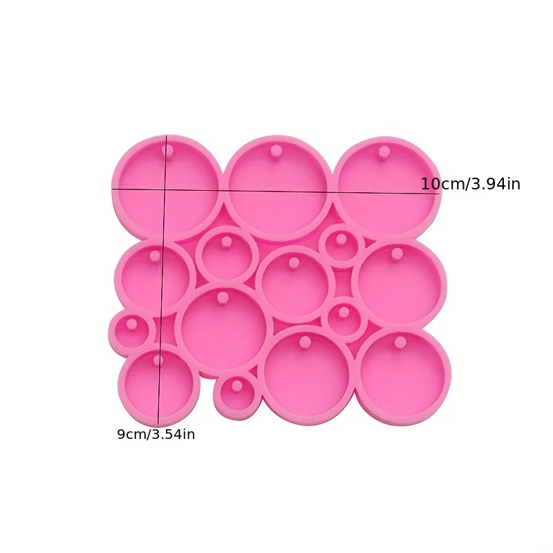 Super Shiny Mini Round Circle Silicone Keychain Mold Many Circles Tiny Resin Mold for DIY Keychains Earrings Crafts