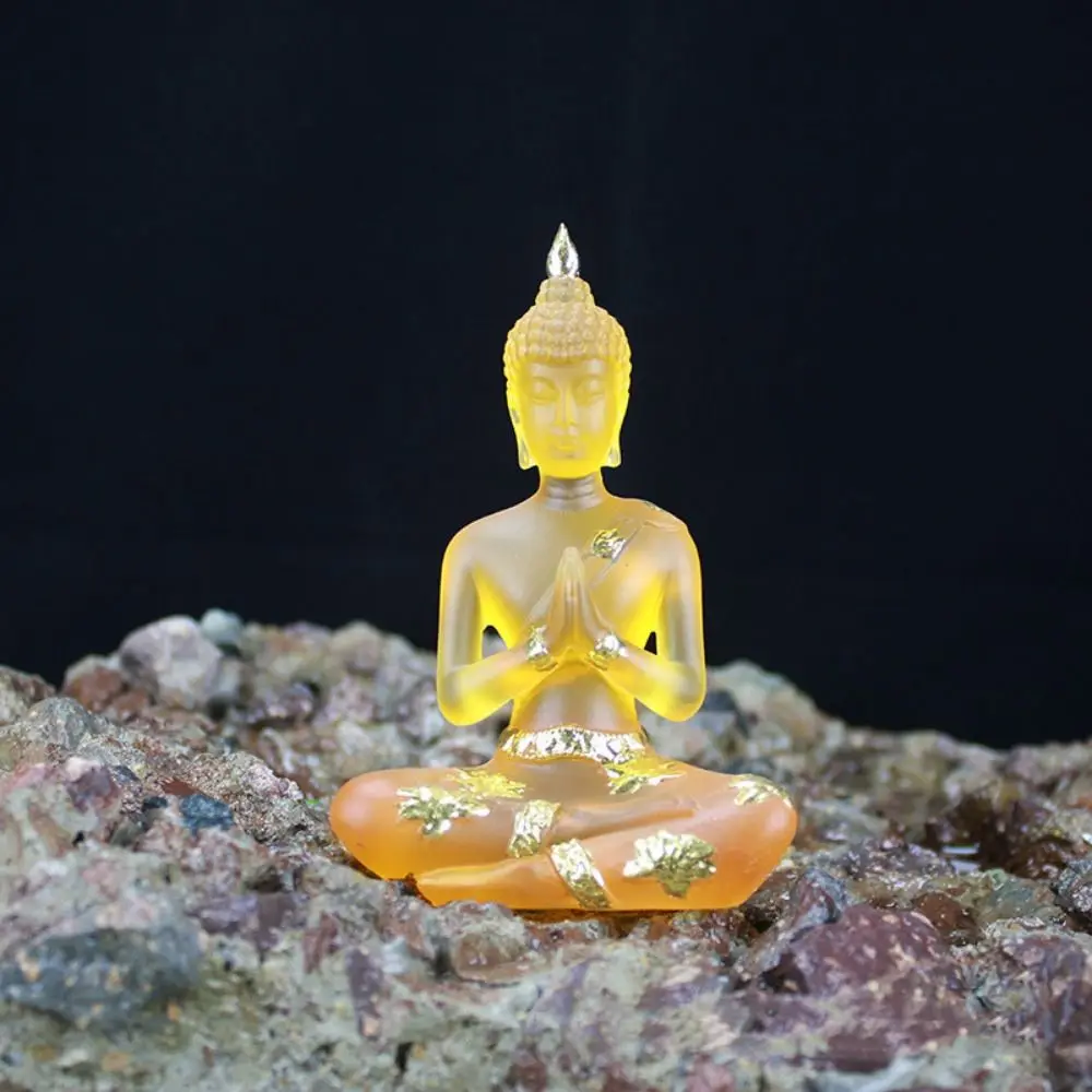

Imitation Resin Buddha Figurines Transparent Lifelike Sitting Buddha Statue Antique Sculpture Handmade Mini Buddhism Ornament