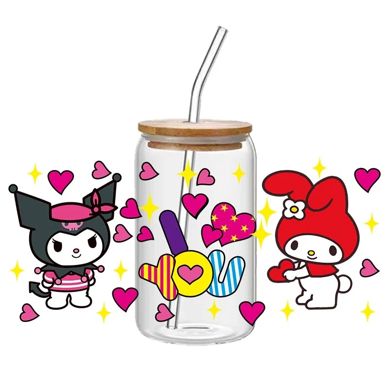 Kuromi sanrio  Crystal Label UV transfer printing sticker lovely glass Waterproof transfer sticker  Cup Wrap 16oz