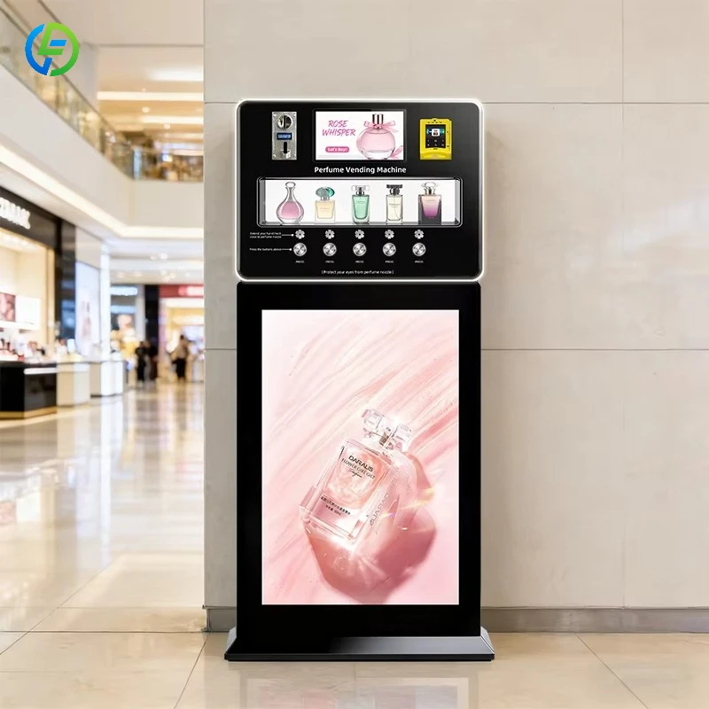 Freestanding Big Screen Perfume Spray Vending Machine with Smart Software Accepts Multiple Payment Methods FL Customized