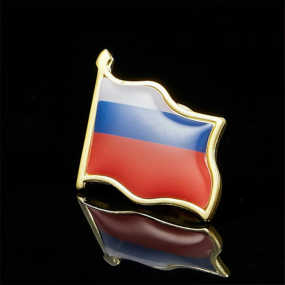 Russia National Waving Flag Brooch Lapel Butterfly Buckle Unisex Applicable Badge Pins Clothes Decoration