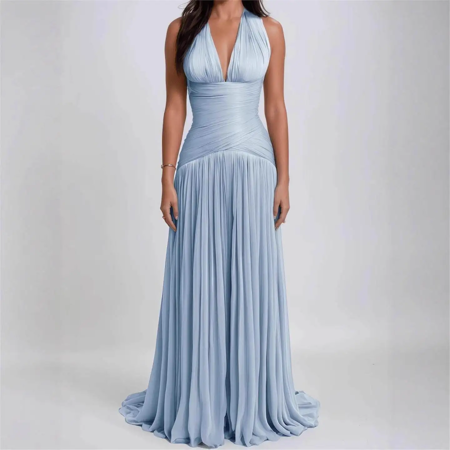 

Женская сексуальная юбка А-силуэта с глубоким V-образным вырезом и завышенной талией, без рукавов, для трансграничной торговли