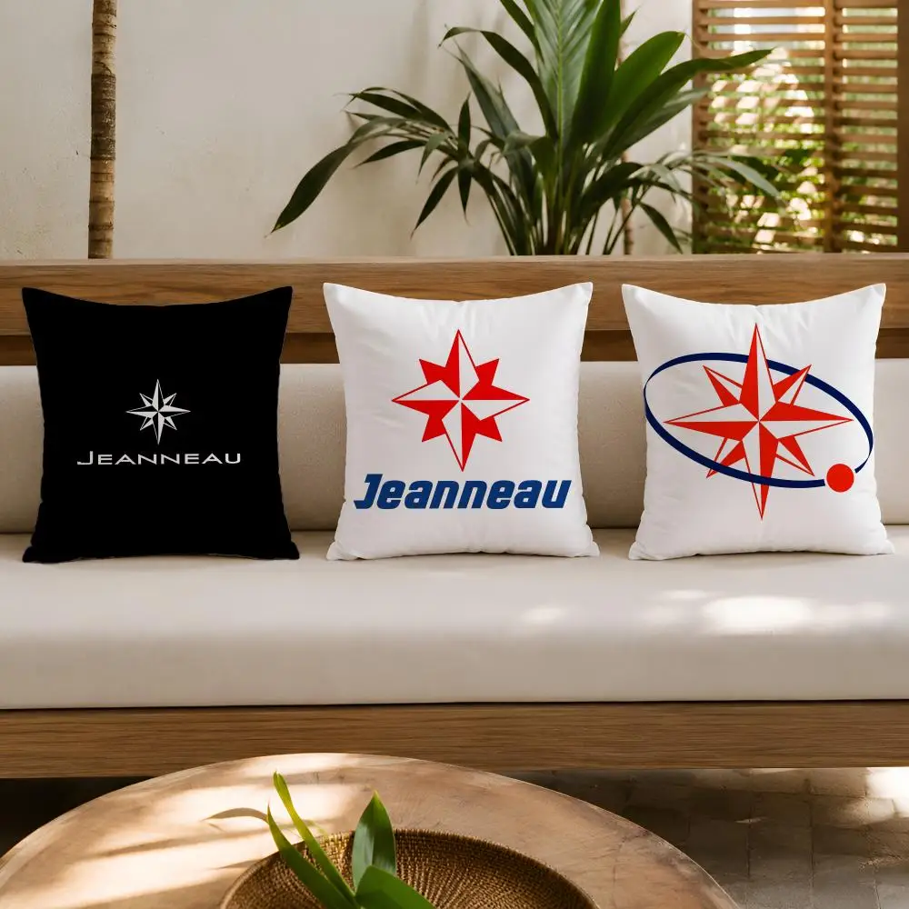 Fashion Logo J-JEANNEAU Cushion Cover Wrinkle-Resistant Short Plush Cushion Covers Breathable Machine-Washable