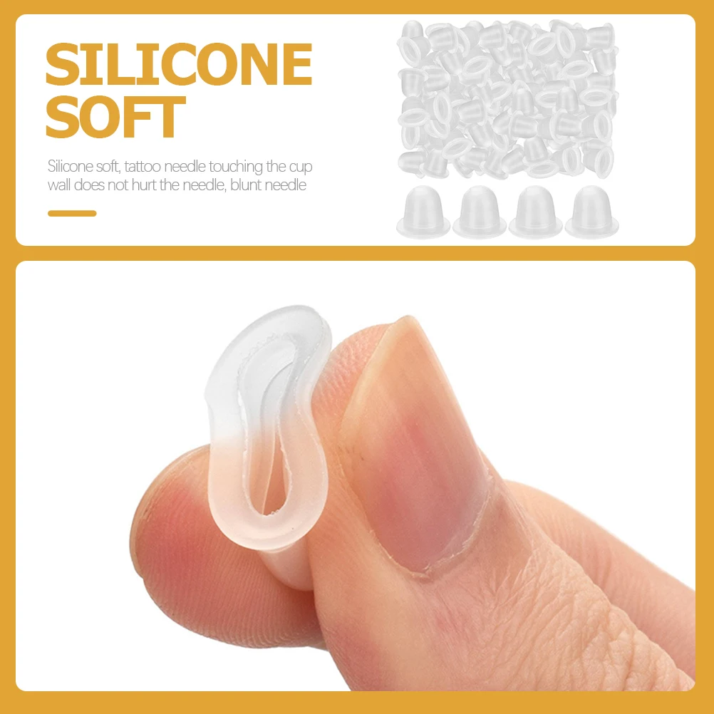 

100 Pcs Silicone Coloring Cup Compact Tattoos Supplies Ink Container Pigment Containers Cups Disposable Wear-resistant