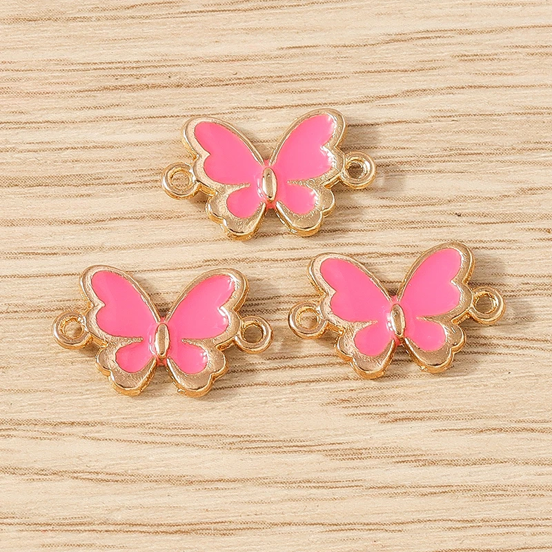 10 Stück niedliche Mini-Emaille-Fliegen-Schmetterlings-Anhänger, Verbindungsstücke für die Schmuckherstellung, DIY, handgefertigte Armbänder, Halsketten, Bastelzubehör – Detail 19