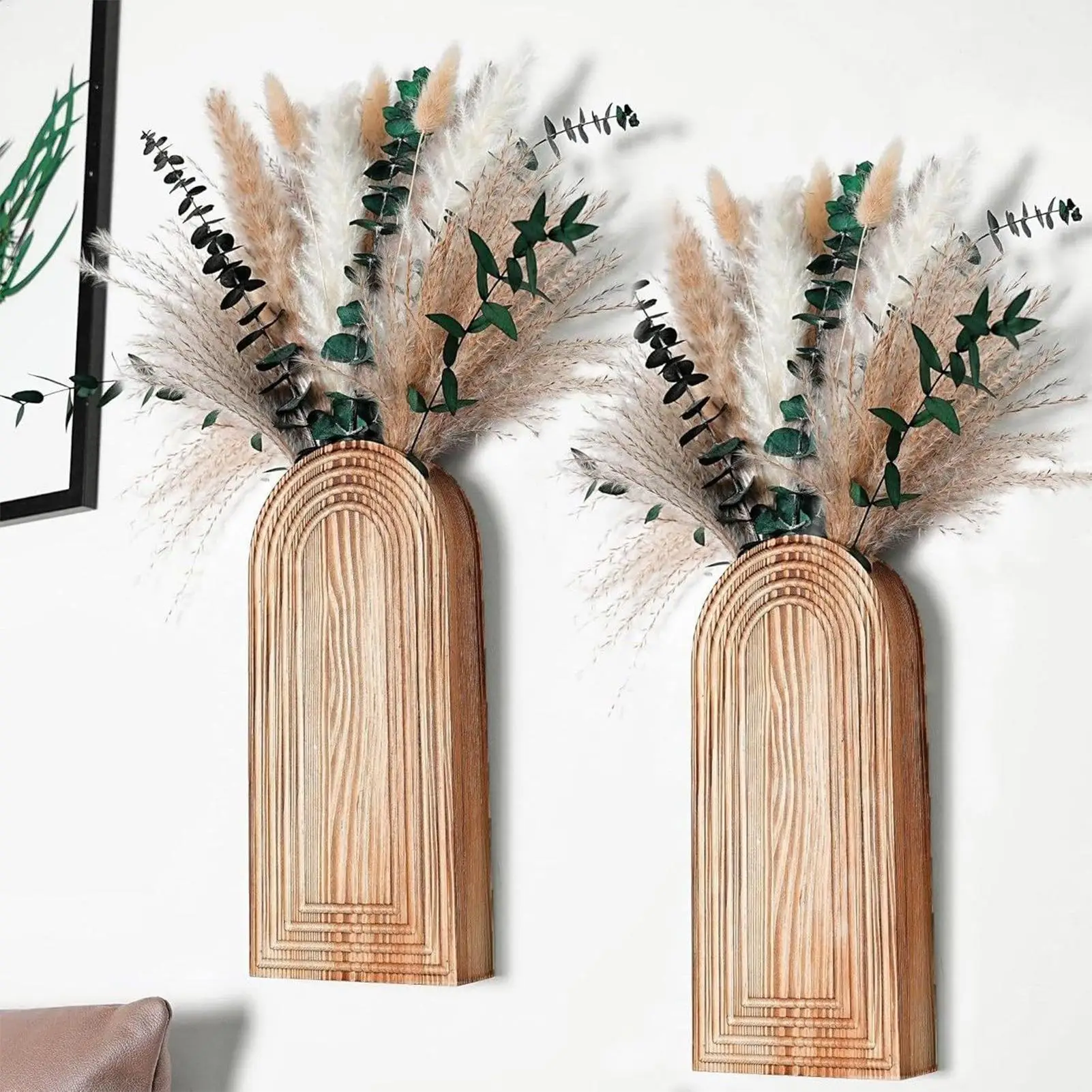 

Набор из 2 деревянных настенных ваз: арочные декоративные подвесные кашпо для гостиной, спальни и украшения стен дома