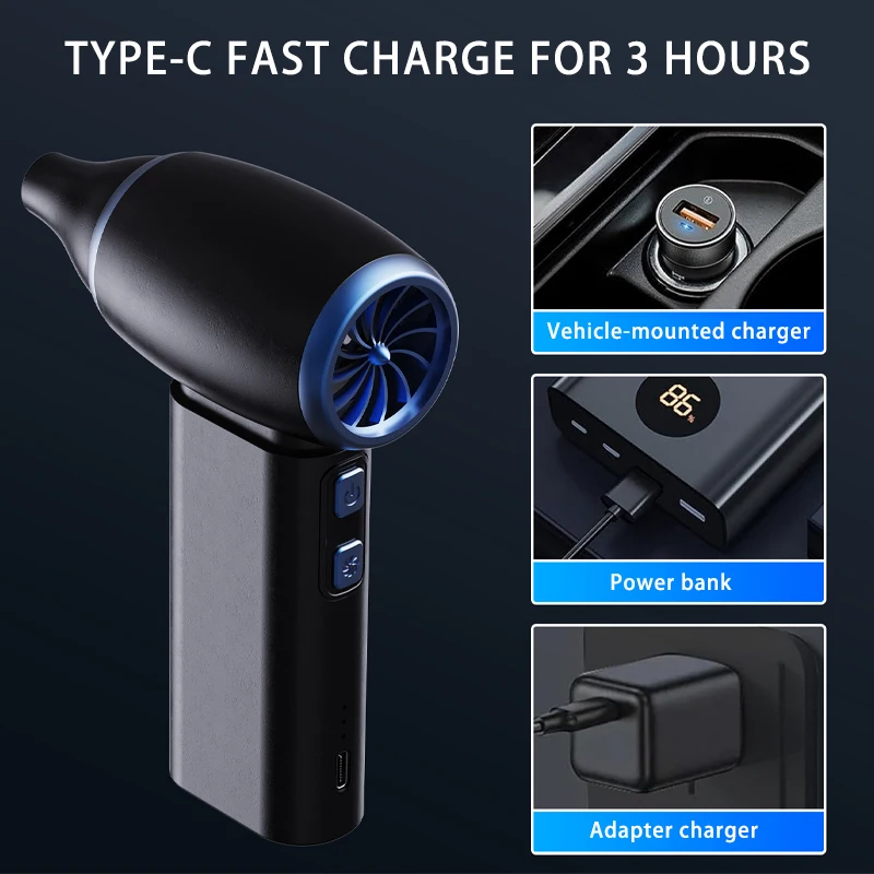 Violent Turbo Fan 130000RPM Multi-purpose Blower Household Handheld Portable Cleaning Tool Suitable for Car, Computer Keyboard