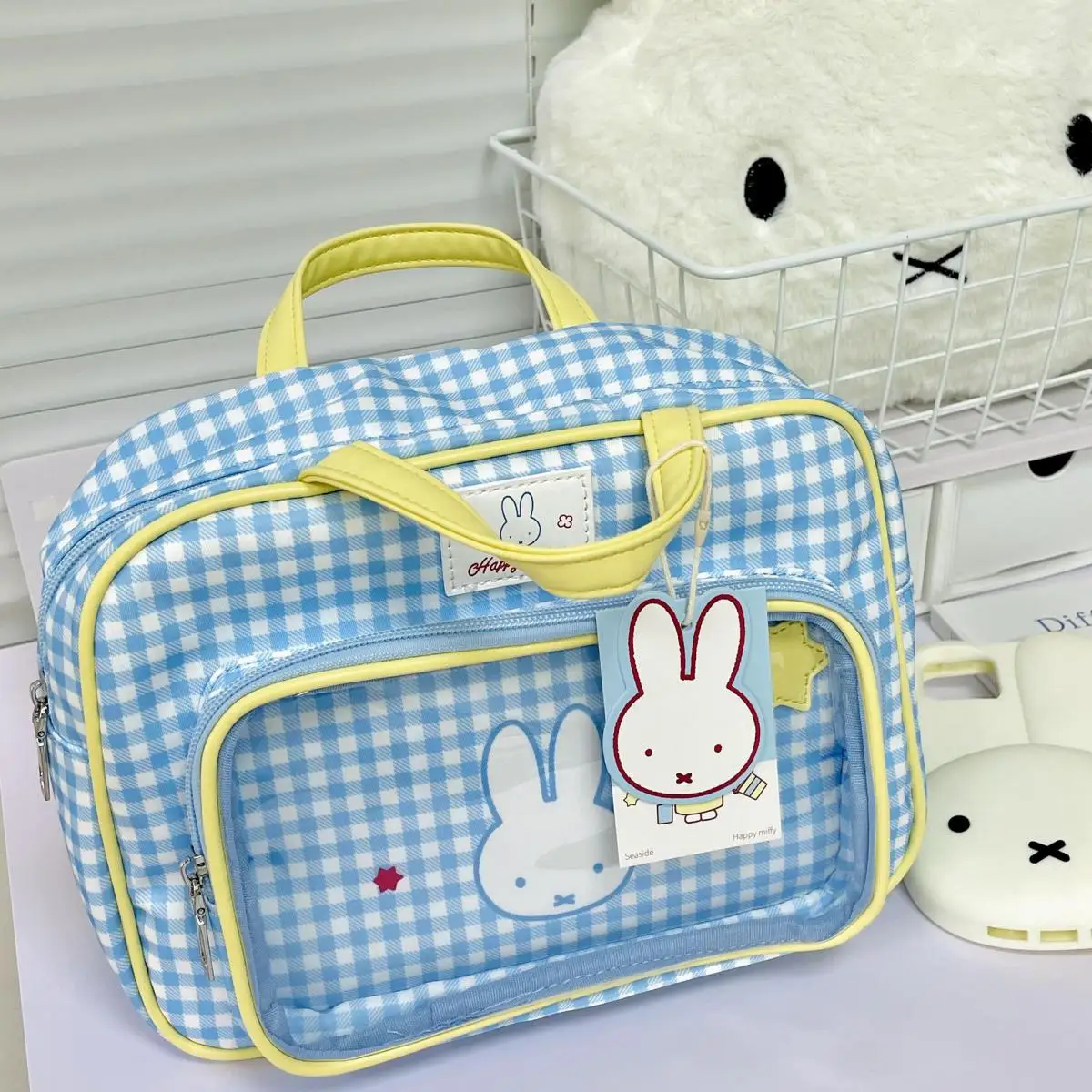 

Miffy New Backpack Kawaii Miffy Rabbit Girl Handbag with Large Capacity The Niche Pain Pack Can Hold Badge Dolls Children's Gift