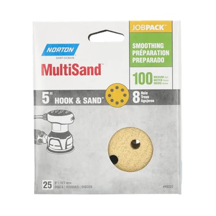 MultiSand Hook and Loop Sanding Discs, Orbital Sander Sandpaper for Wood, Metal and Fiberglass, 100 Grit Sand Paper, 5 Inch San